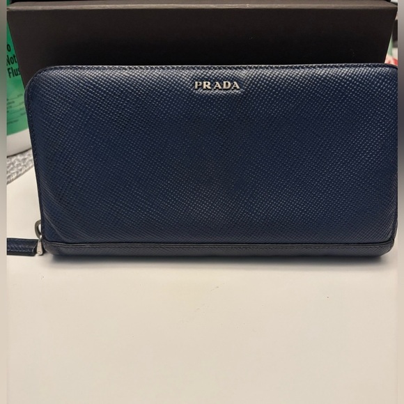 Prada Blue Wallet W/ Box and Cards EUC​ - Picture 1 of 10